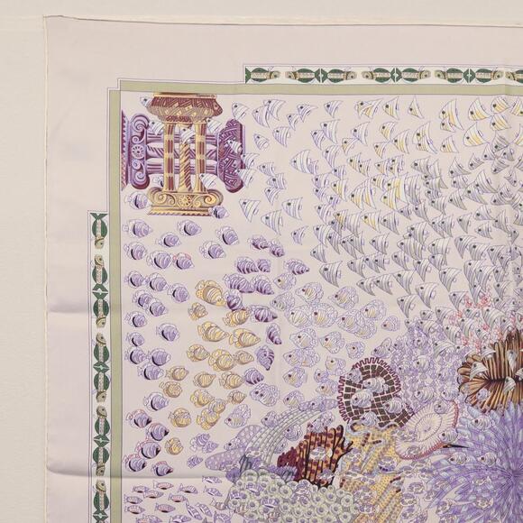 HERMES Carre 90 Scarf ""RENCONTRE OCEANE"" Silk Gray Auth 141551 - Picture 2 of 15